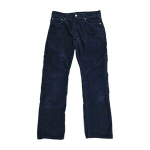 Levis 514 Corduroy Pants Men's 30x30 Flat Front Straight Leg Navy Blue